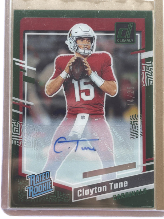 Panini 2023 Donruss Clearly Green Autos /25 Clayton Tune #56 RC — normalized