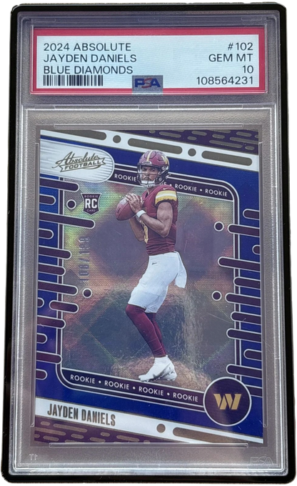 Panini 2024 Absolute Jayden Daniels #102 Blue Diamonds /199 PSA 10 — normalized