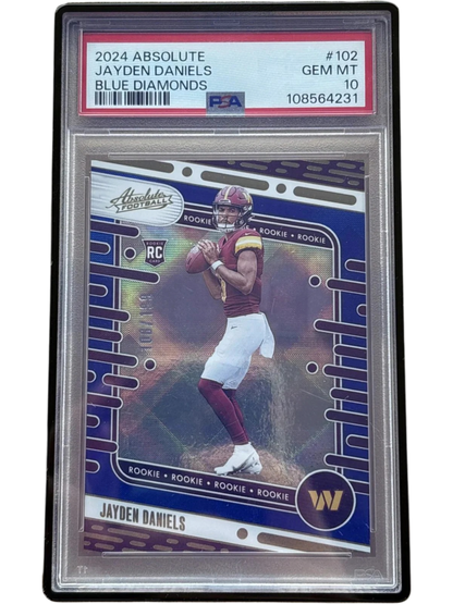 Panini 2024 Absolute Jayden Daniels #102 Blue Diamonds /199 PSA 10 — normalized