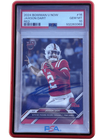 Topps 2024 Bowman U Now Jaxson Dart Red /10 PSA 10 - On Slab Auto — normalized