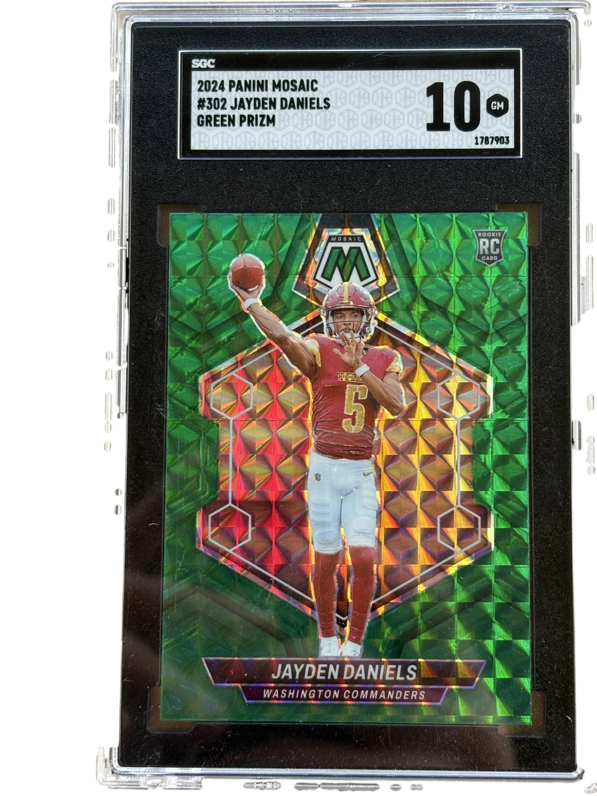 2024 Panini Mosaic Green Jayden Daniels #302  RC - Graded SGC 10 — normalized