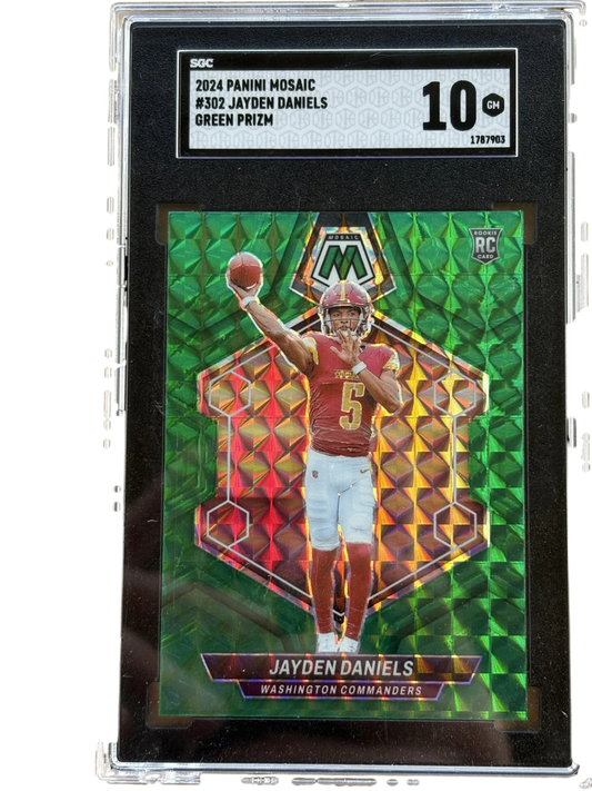 2024 Panini Mosaic Green Jayden Daniels #302  RC - Graded SGC 10 — normalized