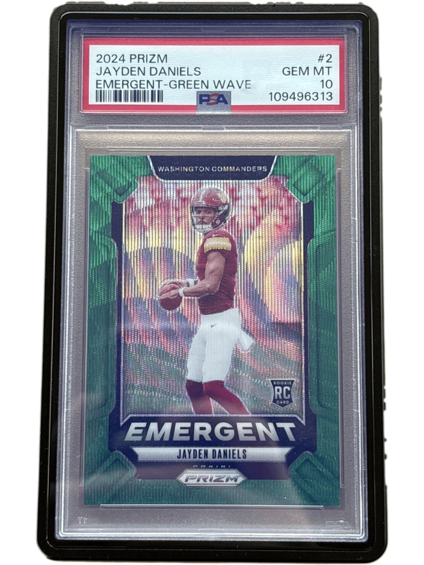 2024 Panini Prizm Emergent Green Wave Jayden Daniels #2RC - PSA 10 — normalized