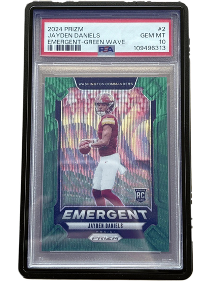 2024 Panini Prizm Emergent Green Wave Jayden Daniels #2RC - PSA 10 — normalized