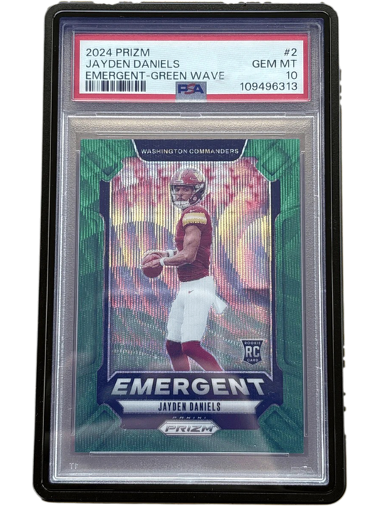 2024 Panini Prizm Emergent Green Wave Jayden Daniels #2RC - PSA 10 — normalized