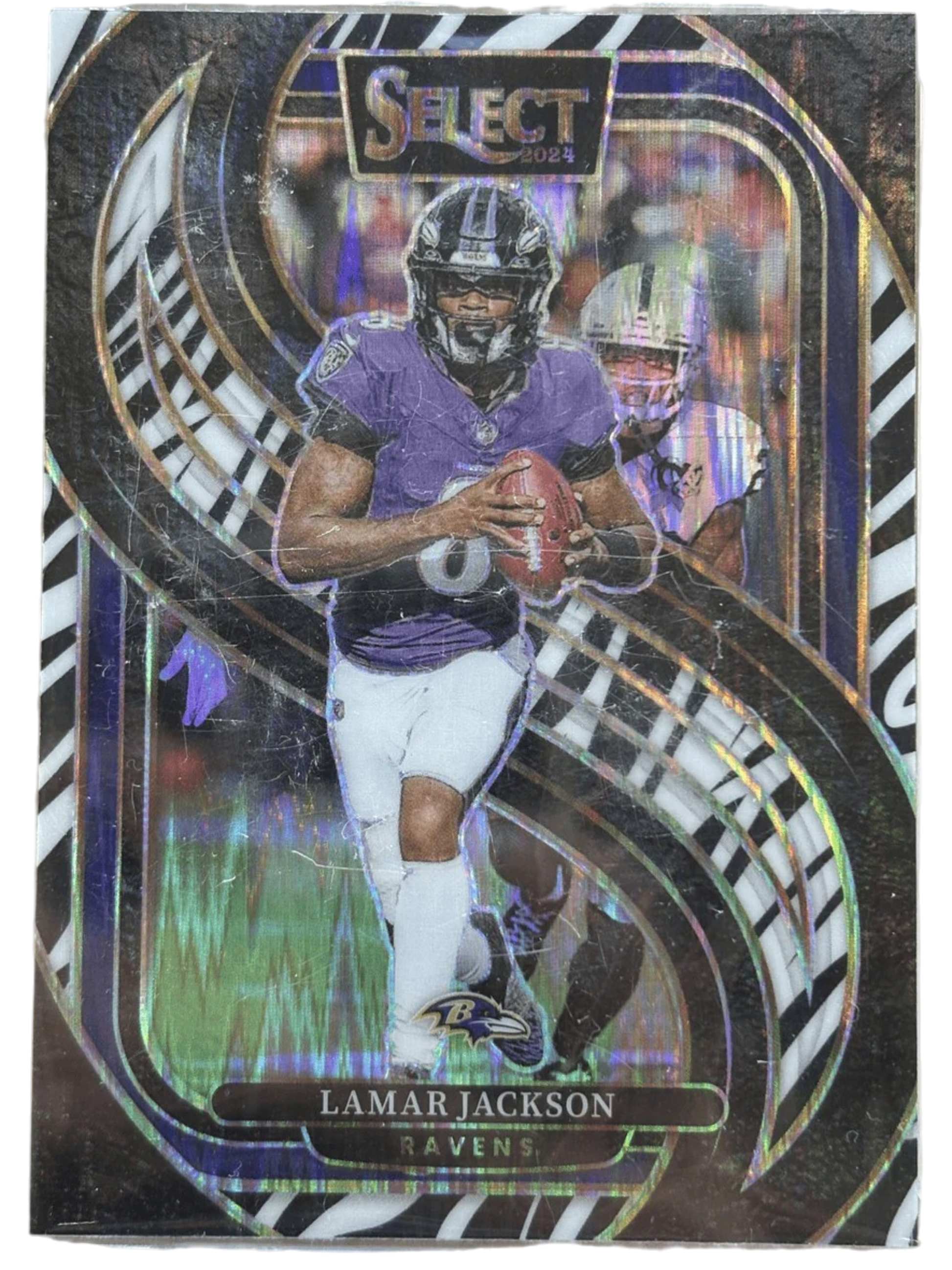 Panini 2024 Select Premier Zebra Shock Prizm Lamar Jackson #121 — normalized