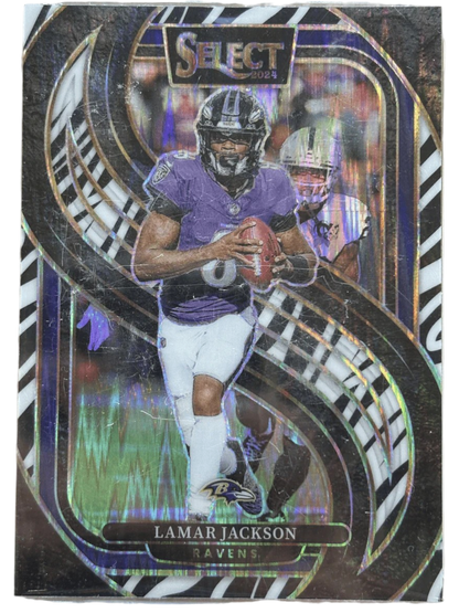Panini 2024 Select Premier Zebra Shock Prizm Lamar Jackson #121 — normalized