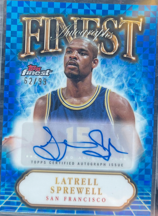 2024-25 Latrell Sprewell Topps Finest Blue X-Fractor Refractor Auto /99 #FA-LS — normalized