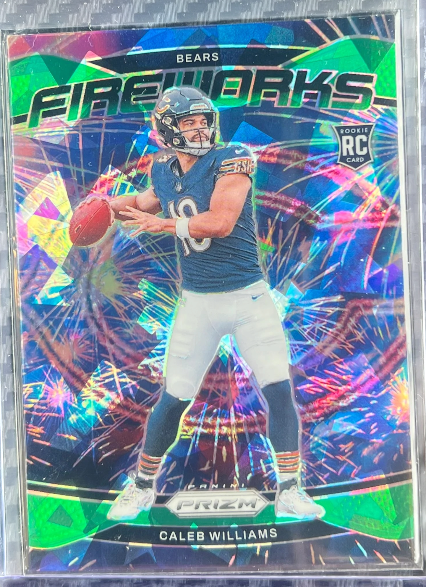2024 Panini Prizm - Caleb Williams Fireworks Green Cracked Ice Prizm  #25 — normalized