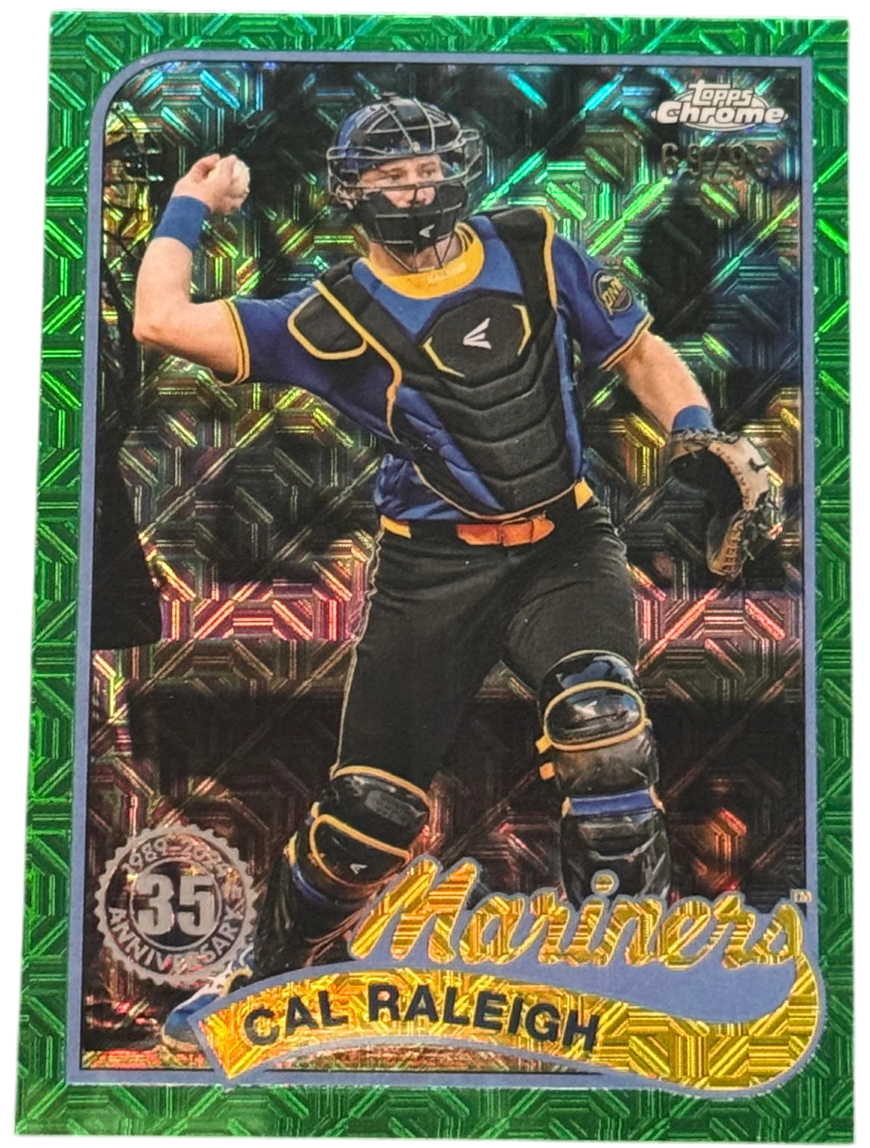 2024 Topps Chrome Cal Raleigh 35th Anniversary Mojo Refractor Green /99 #T89CU-26 — normalized