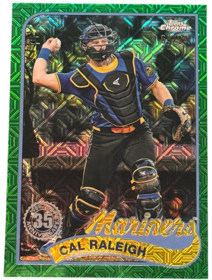 2024 Topps Chrome Cal Raleigh 35th Anniversary Mojo Refractor Green /99 #T89CU-26 — normalized