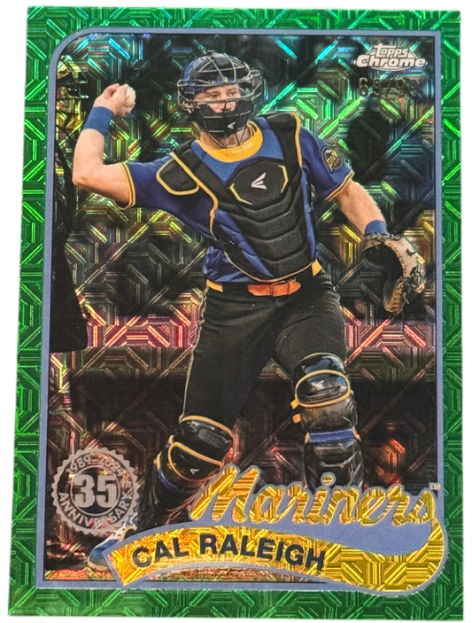 2024 Topps Chrome Cal Raleigh 35th Anniversary Mojo Refractor Green /99 #T89CU-26 — normalized