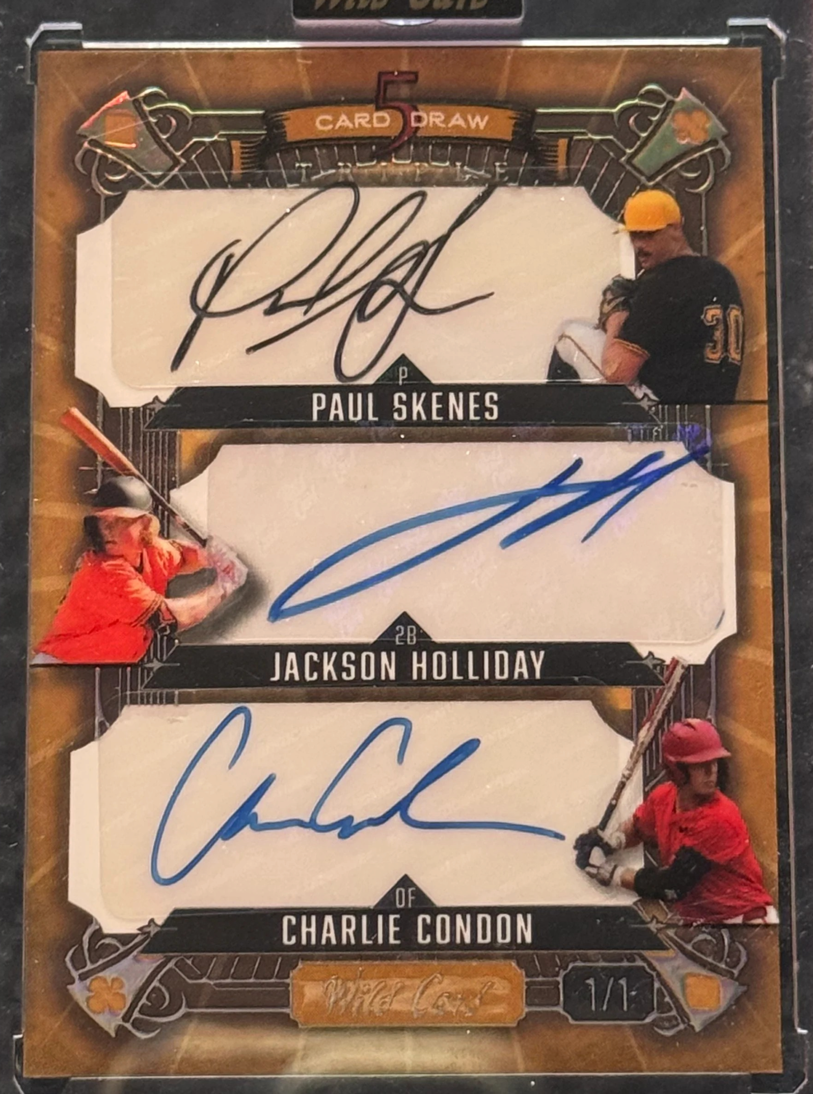 2024 Wild Card Paul Skenes, Jackson Holliday, Charlie Condon Triple Auto Bronze 1/1 — normalized