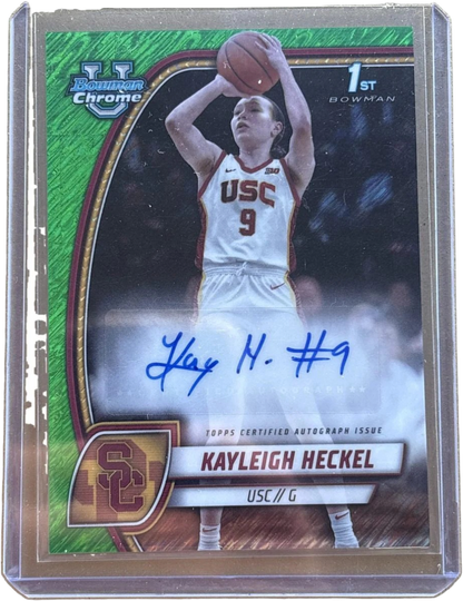 Bowman 2024-25’ University Chrome Kayleigh Heckel #43 Green Shimmer Autograph — normalized