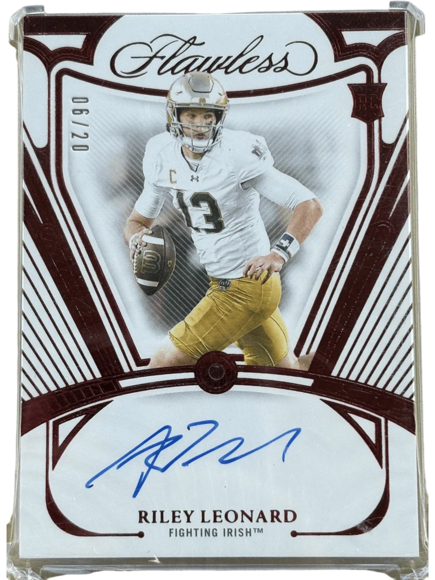 Panini 2025 Flawless Riley Leonard #RGS-RLD Ruby /20 RC — normalized