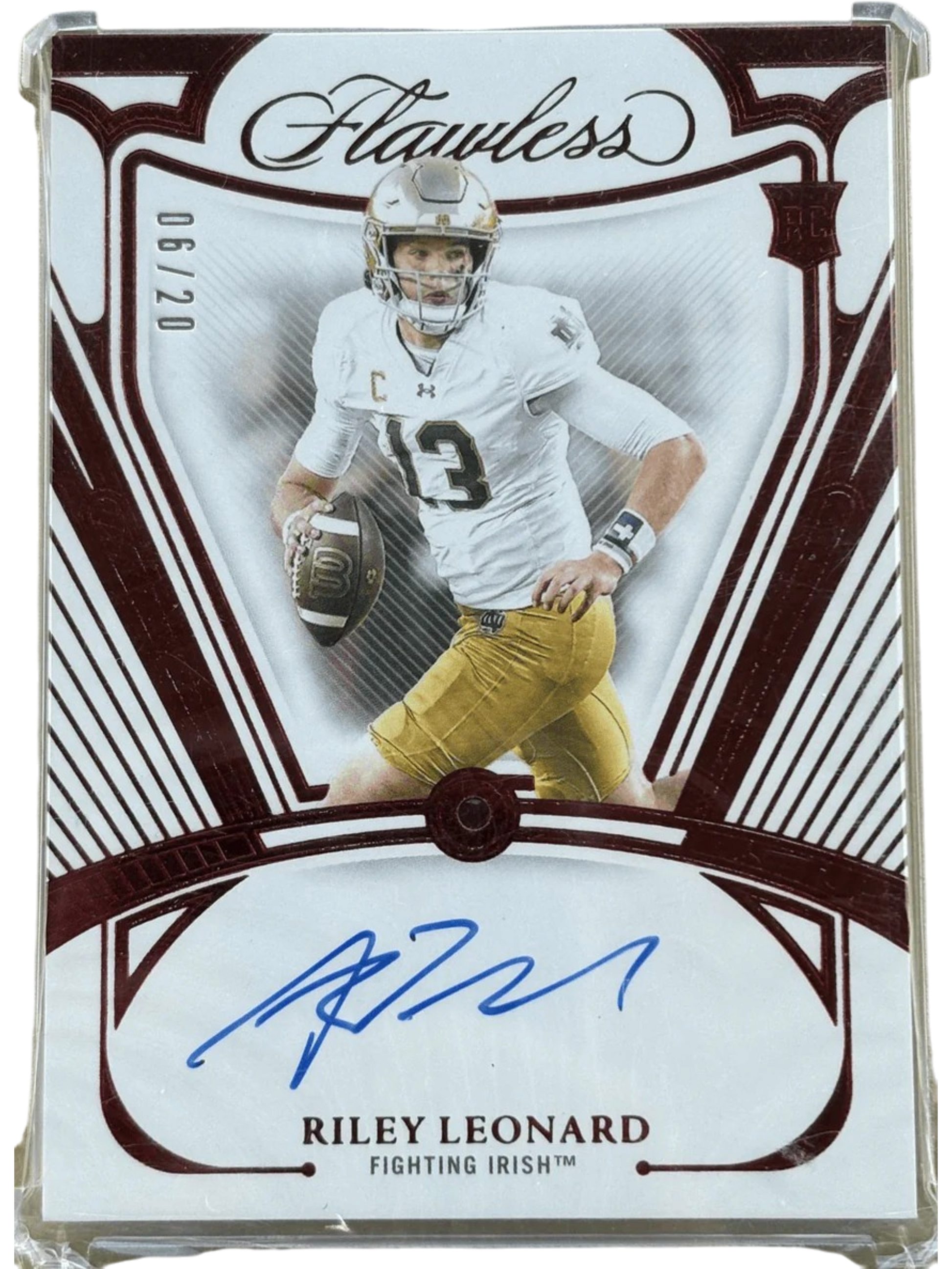 Panini 2025 Flawless Riley Leonard #RGS-RLD Ruby /20 RC — normalized