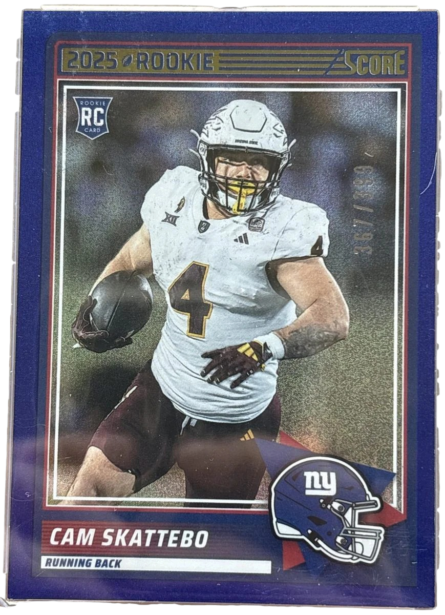 Panini 2025 Score Cam Skattebo #1 Dots Blue Parallel RC /399 — normalized