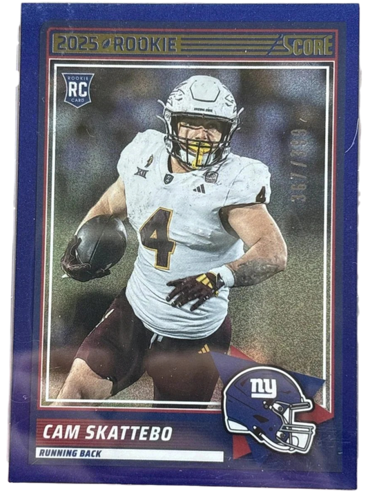 Panini 2025 Score Cam Skattebo #1 Dots Blue Parallel RC /399 — normalized