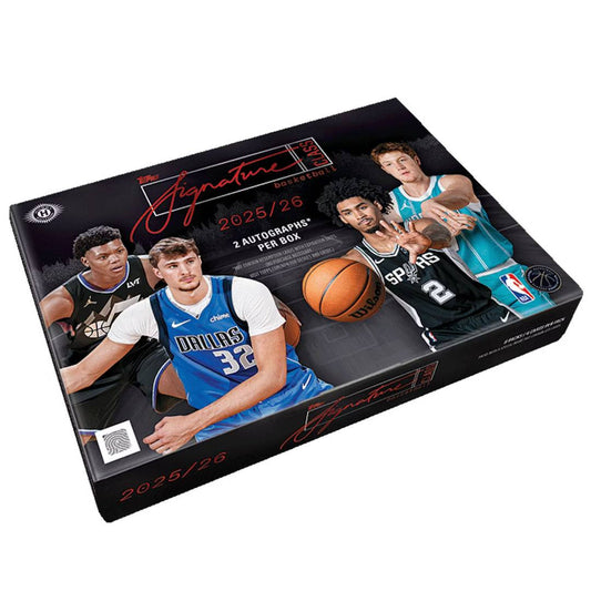 Basketball trading card box featuring multiple players and a basketball, with visible branding.