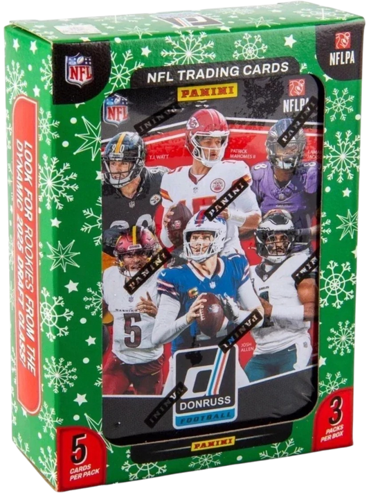 2025 Panini Donruss Football Factory Sealed Holiday Tin Box — normalized