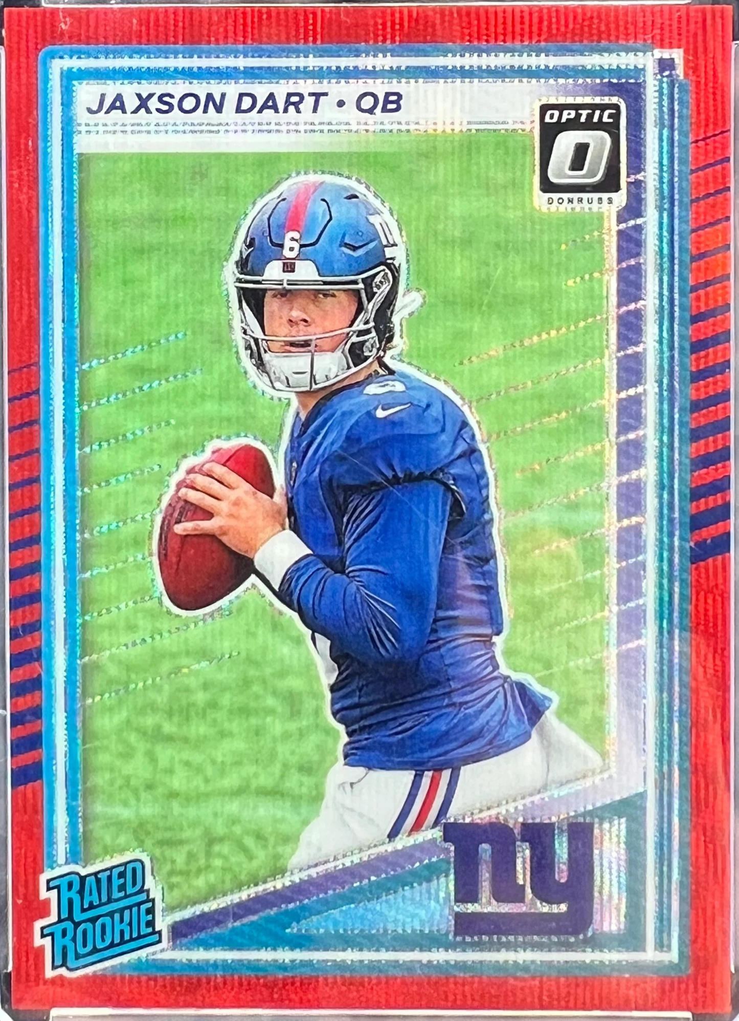 2025 Panini Donruss - Rated Rookie Jaxson Dart #400 Optic Preview Red Wave Prizm — normalized