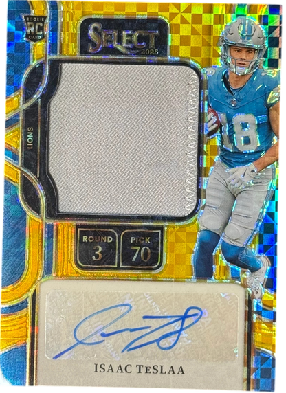 2025 Panini Select Isaac TeSlaa Gold Prizm Rookie Patch Auto First On Print 1/10 — normalized