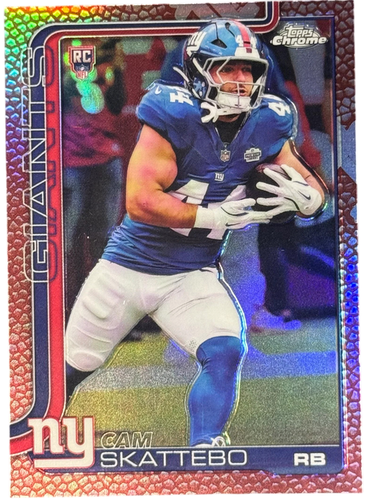 2025 Topps Chrome Cam Skattebo Football Leather Refractor RC #331 - NY Giants — normalized