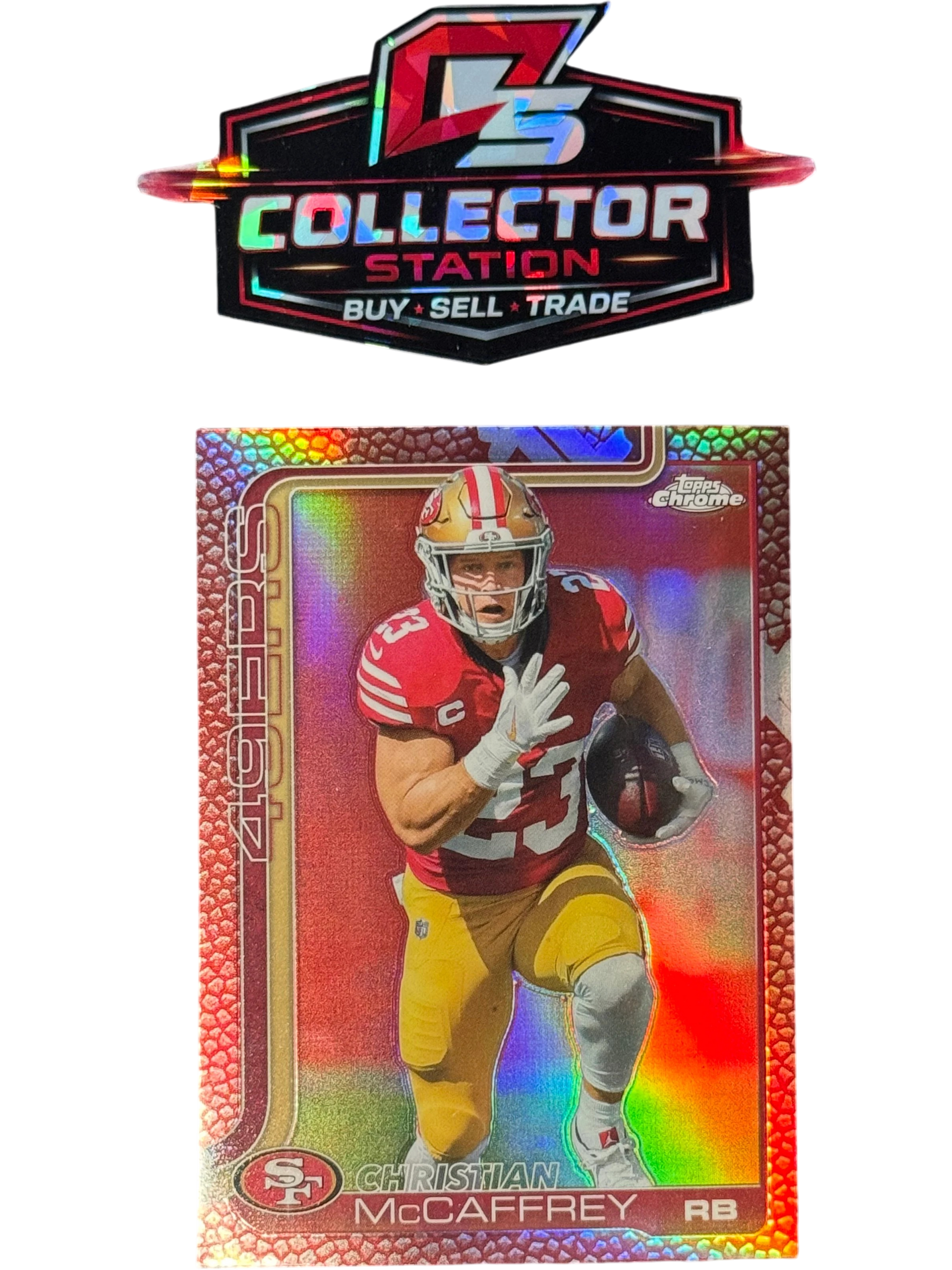 2025 Topps Chrome NFL Christian McCaffrey Football Leather San Francisco #263 — normalized