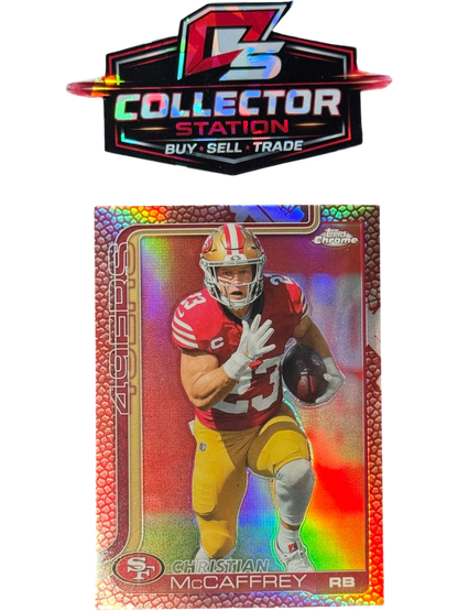 2025 Topps Chrome NFL Christian McCaffrey Football Leather San Francisco #263 — normalized