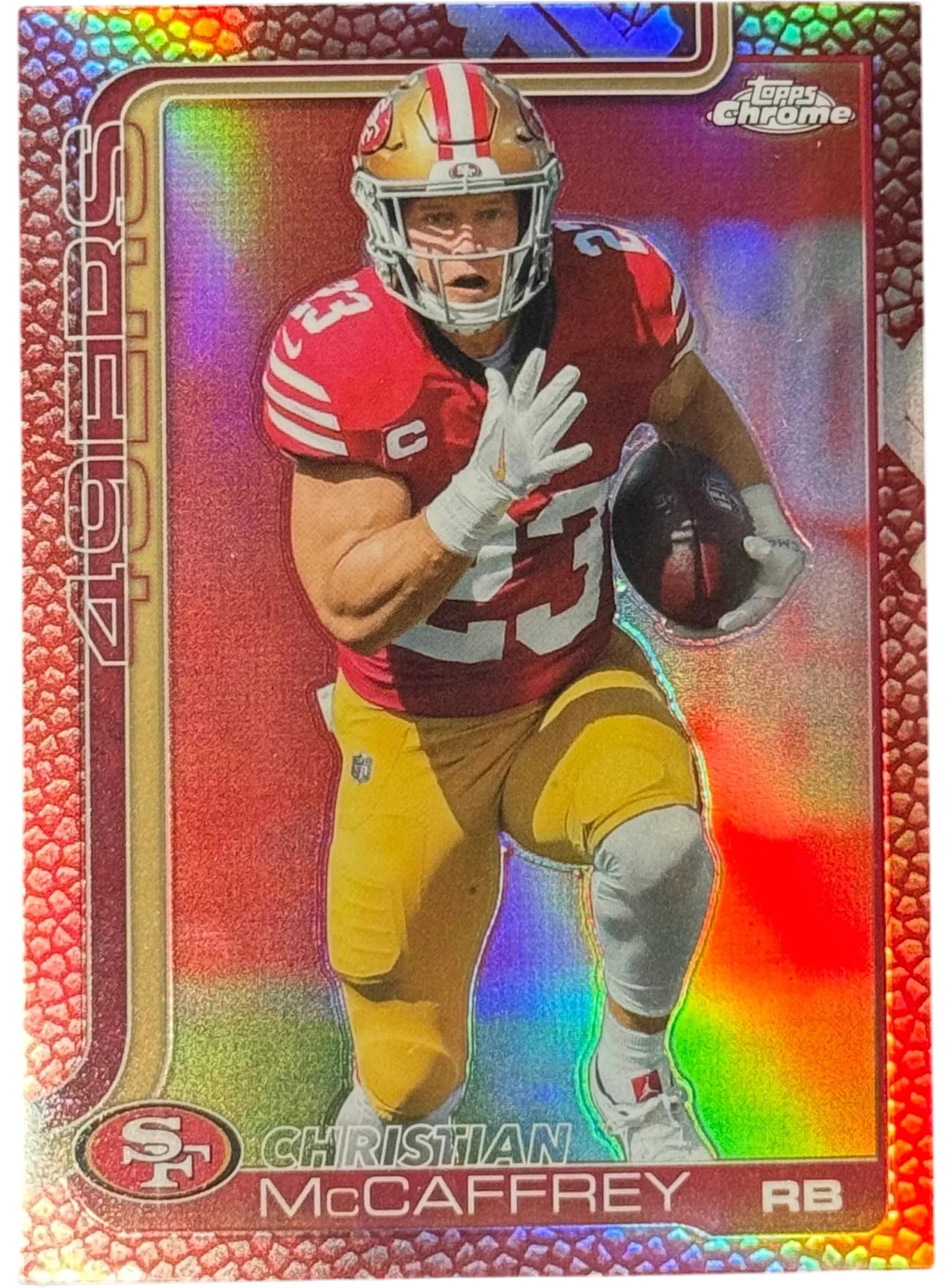 2025 Topps Chrome NFL Christian McCaffrey Football Leather San Francisco #263 — normalized