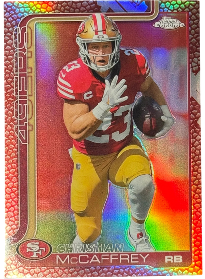 2025 Topps Chrome NFL Christian McCaffrey Football Leather San Francisco #263 — normalized