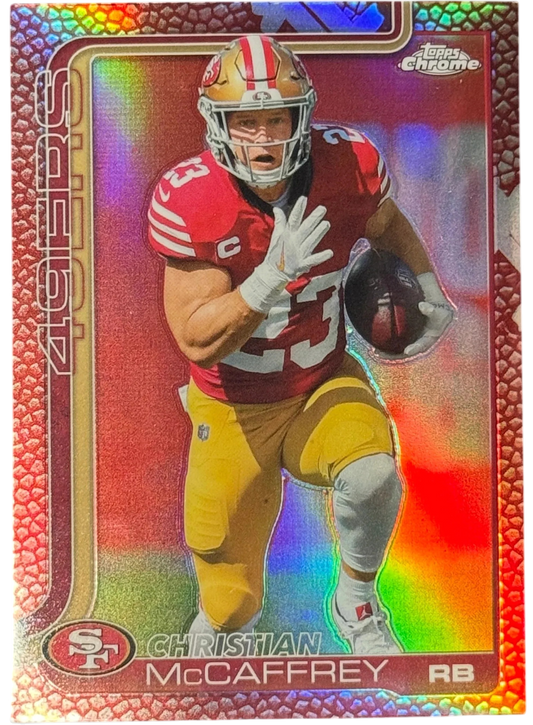2025 Topps Chrome NFL Christian McCaffrey Football Leather San Francisco #263 — normalized