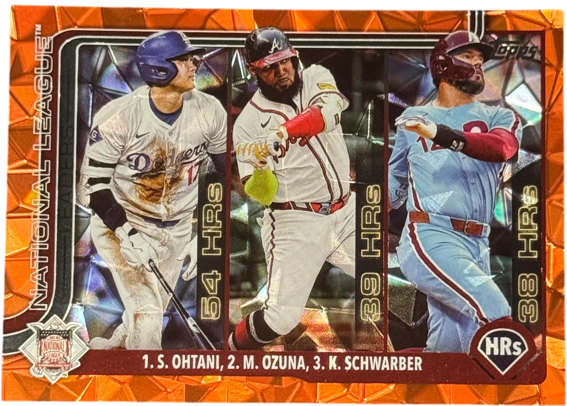 2025 Topps Series One League Leaders - Shohei Ohtani, Kyle Schwarber, Marcell Ozuna /25 #144 — normalized