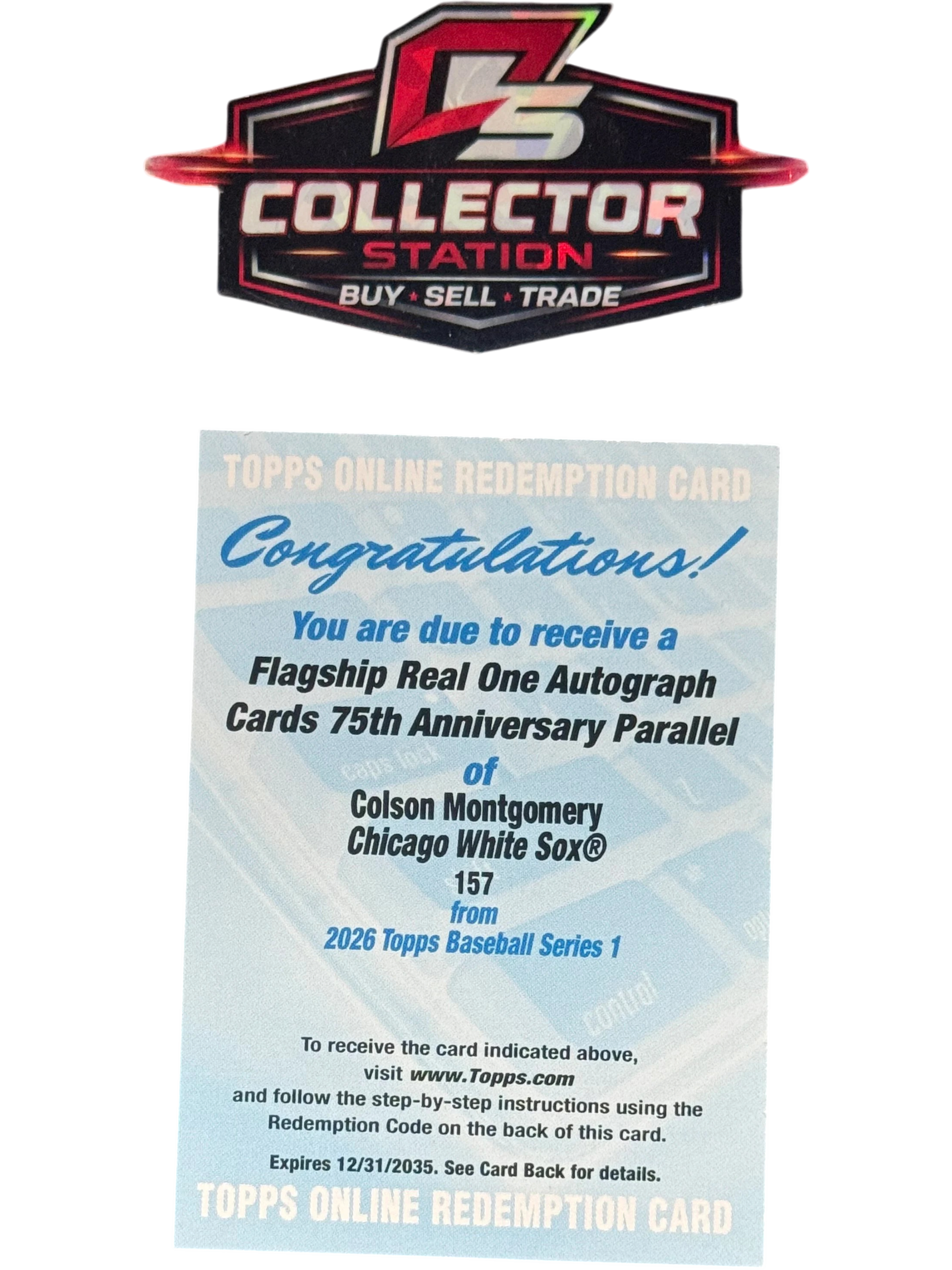 2026 Topps Series 1 Colson Montgomery #157 Real One 75th Anniversary Auto RC /75 — normalized
