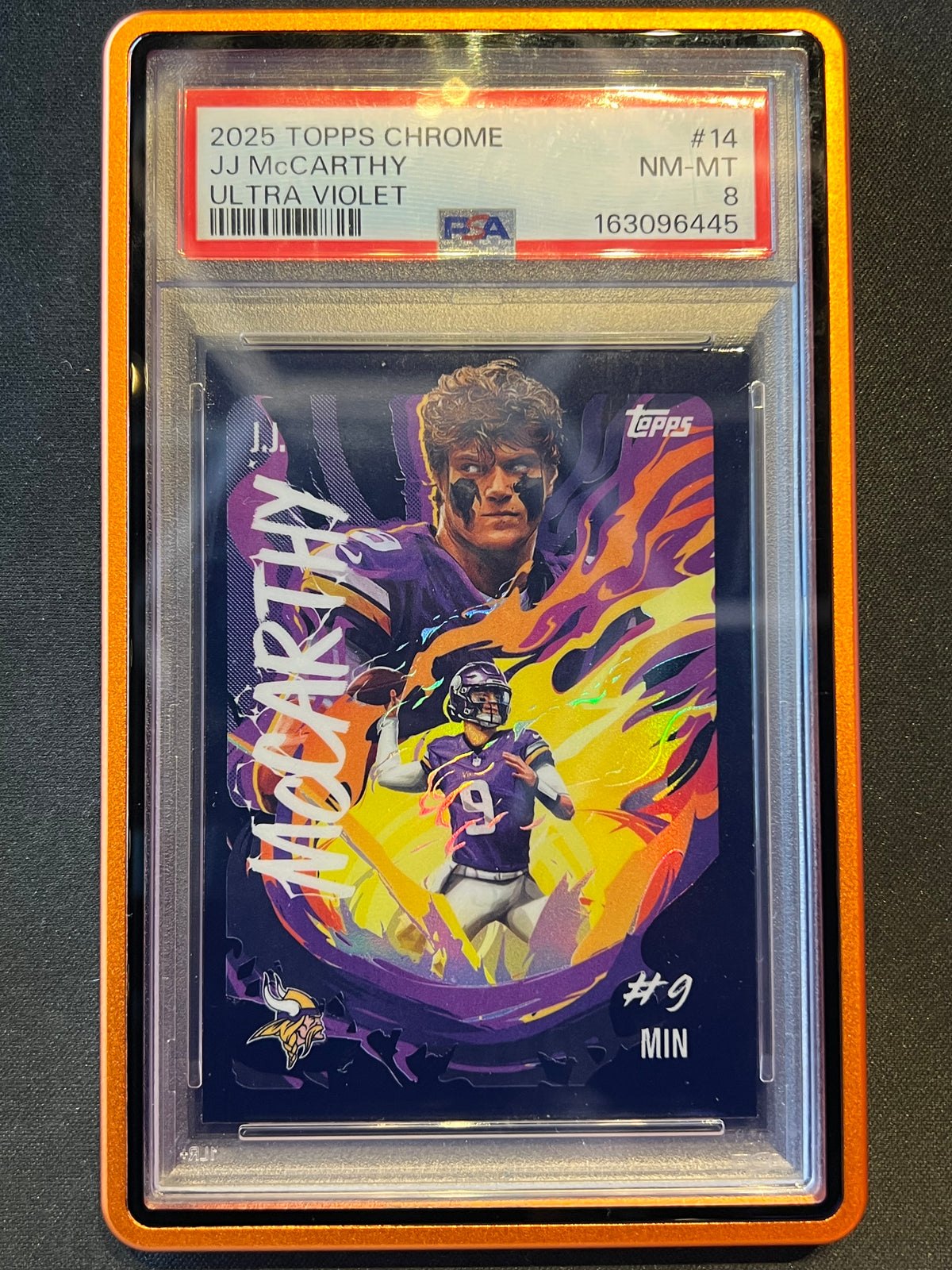 2025 Topps Chrome Ultra Violet J.J. McCarthy #UV-14 PSA 8 Mint Vikings