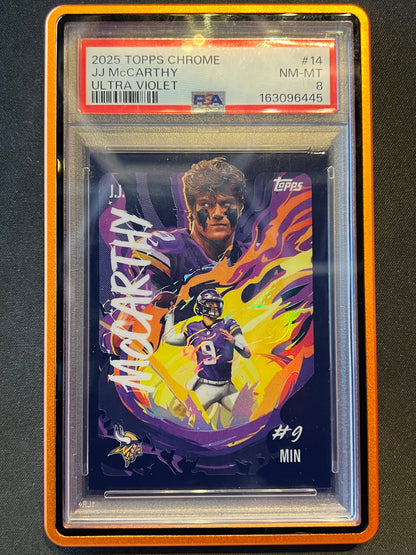 2025 Topps Chrome Ultra Violet J.J. McCarthy #UV-14 PSA 8 Mint Vikings