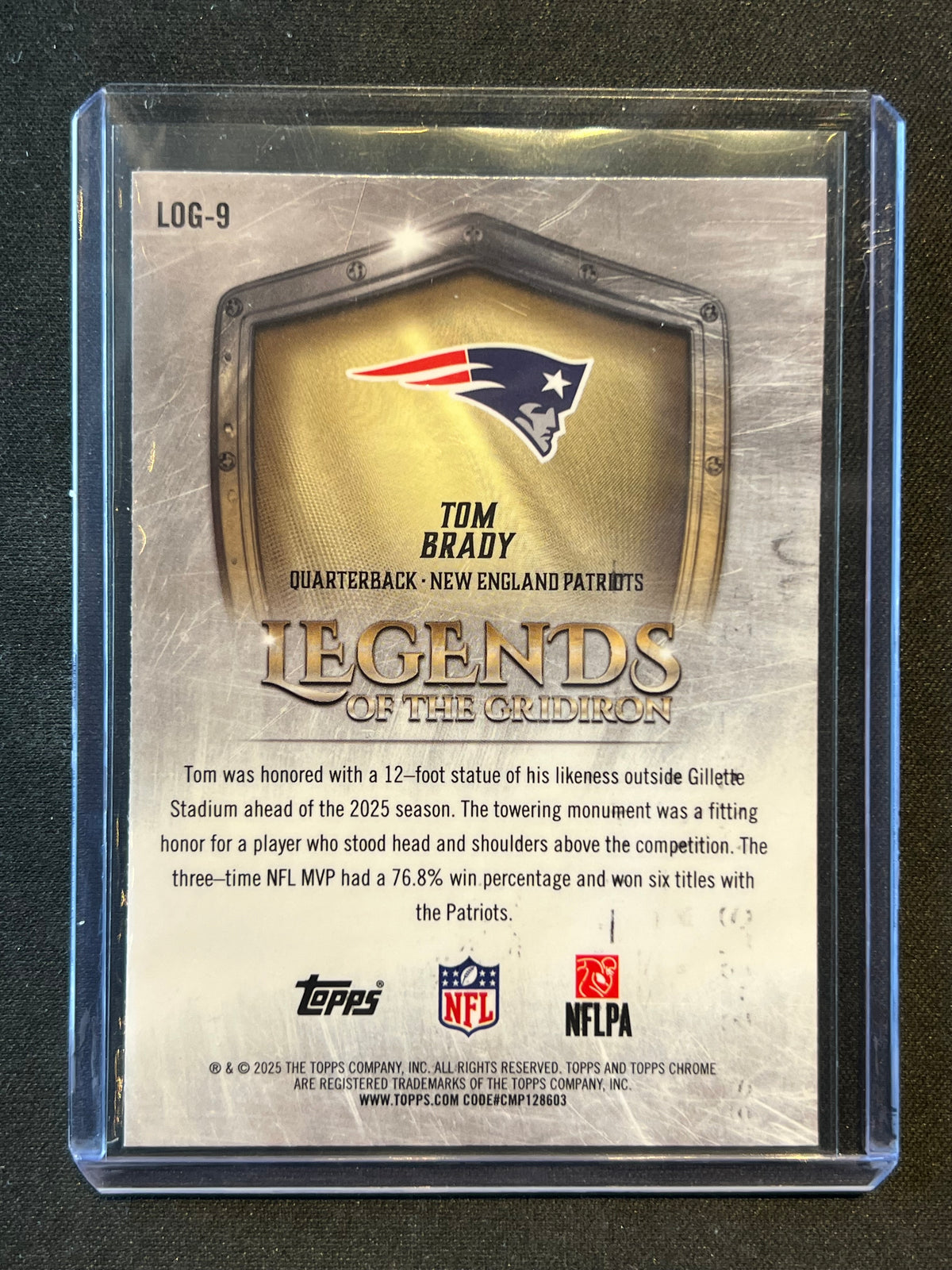 2025 Topps Chrome Football Tom Brady Xfractor Legends Of The Gridiron #LOG-9