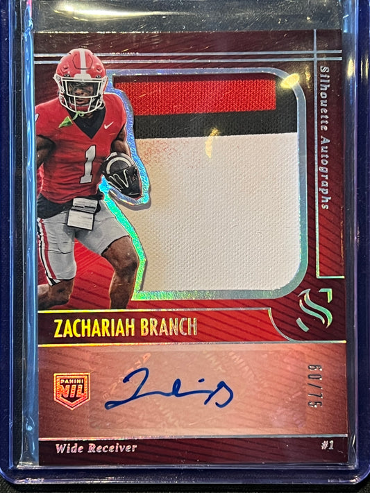 2025 Panini Silhouette Football Zachariah Branch Rookie Patch Auto /75 #SA-ZBH