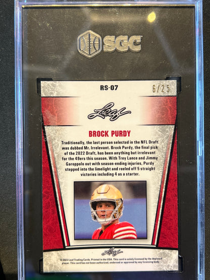 2023 Leaf Metal Special Release Brock Purdy Silver Rookie RC /25 SGC 10