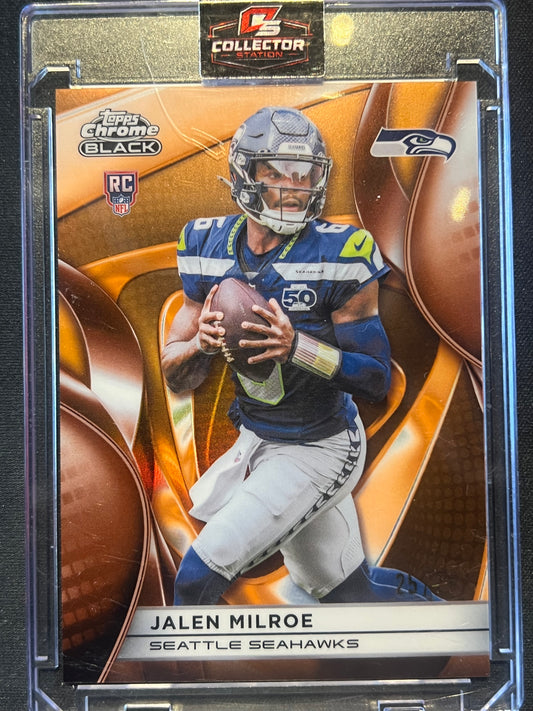 2025 Topps Chrome Black Jalen Milroe Orange Refractor /25 #145 Rookie Seahawks