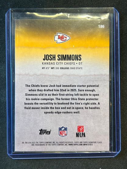2025 Topps Signature Josh Simmons Rookie #186 Chiefs /50