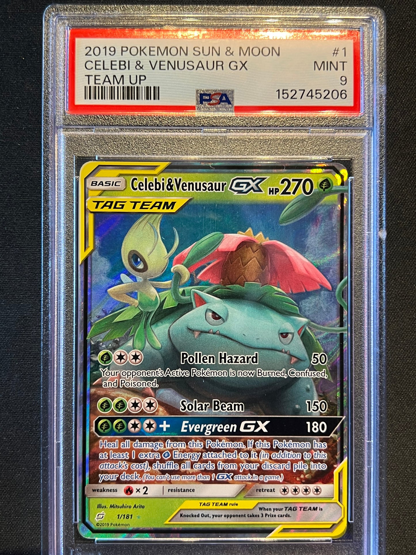 Celebi & Venusaur GX - SM - Team Up (SM9) PSA 9