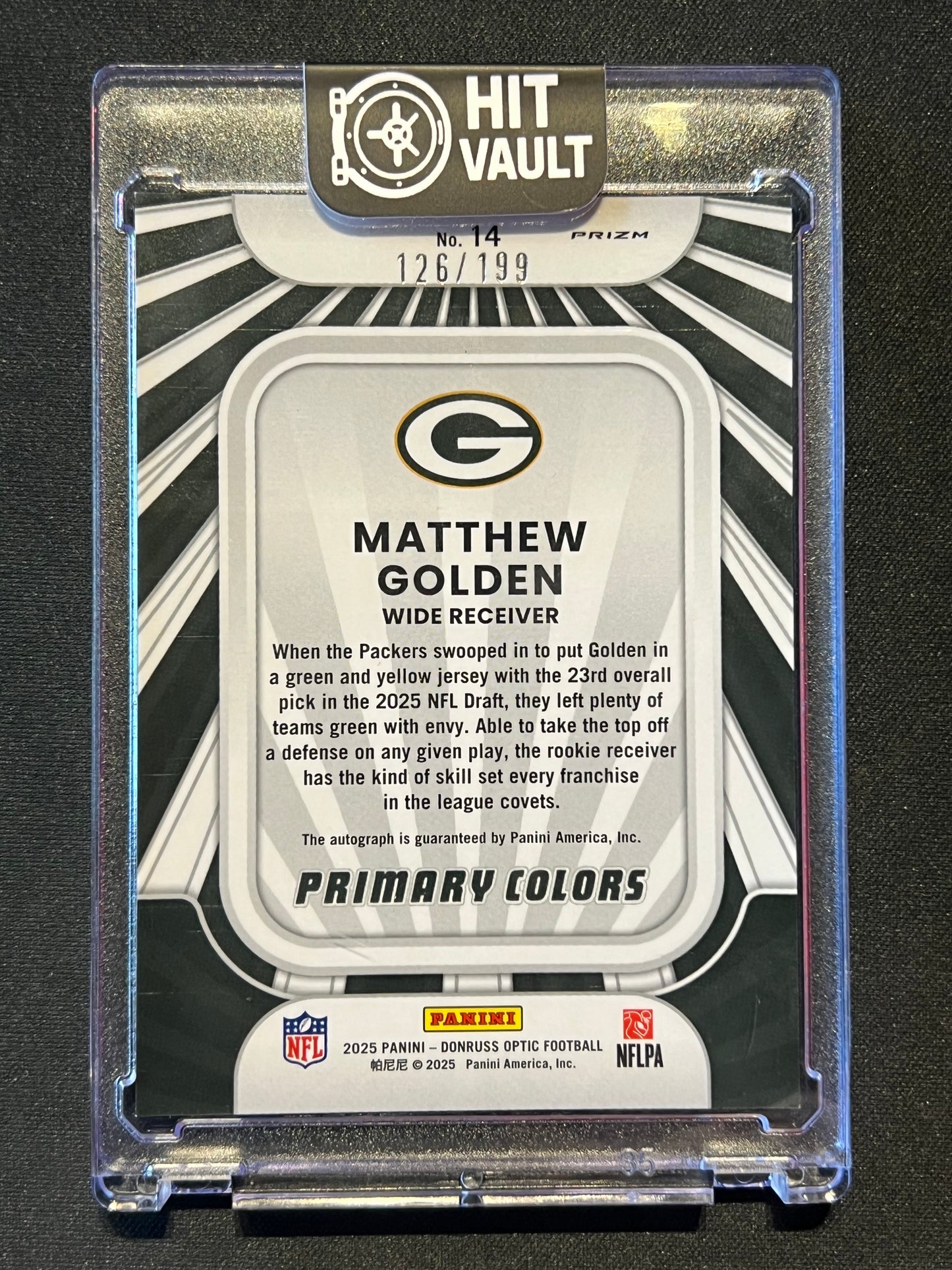 2025 Panini Donruss Optic Matthew Golden Rookie Primary Colors Auto 126/199 #14