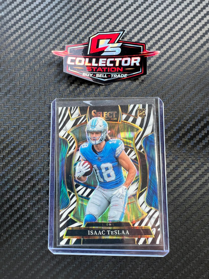 Panini 2025 Select Concourse Zebra Prizm Isaac Tesla #70 RC