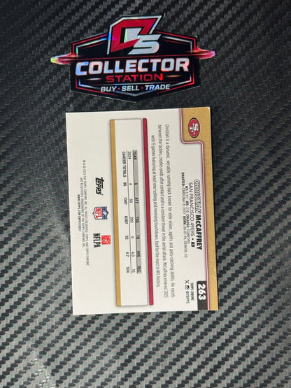 2025 Topps Chrome NFL Christian McCaffrey Football Leather San Francisco #263