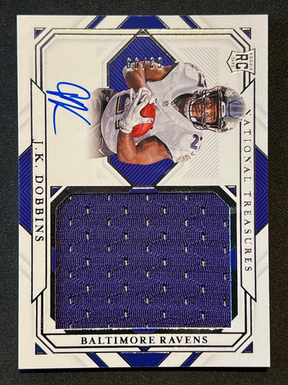 2020 Panini National Treasures Rookie Material Signatures RPA J.K. Dobbins 63/99 #RMS-JD