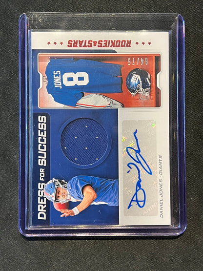 2019 Panini Rookies & Stars Daniel Jones Dress For Success RC Patch Auto 64/75 #DFS-DJ