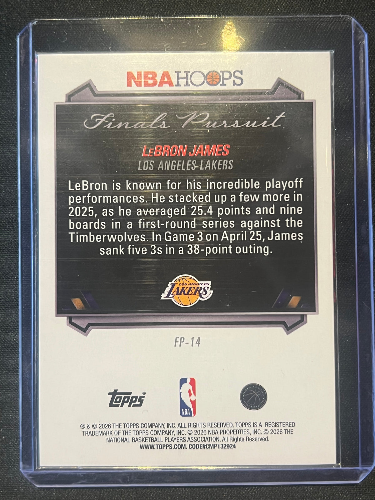 2026 Topps NBA Hoops Finals Pursuit Insert LeBron James Lakers FP-14