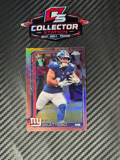 2025 Topps Chrome Cam Skattebo Football Leather Refractor RC #331 - NY Giants