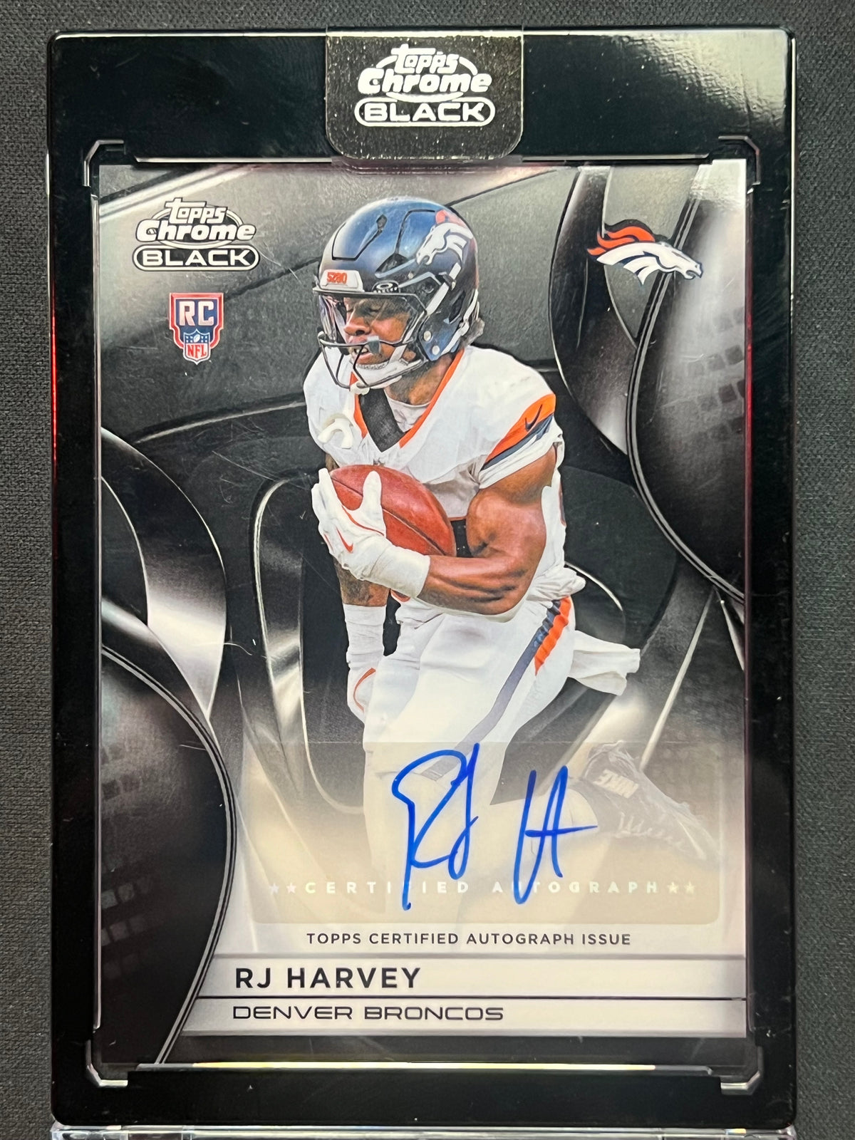 2025 Topps Chrome Black Football RJ Harvey Rookie Autograph #RAU-RH Broncos